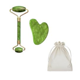 Set Rodillo Jade, Gua sha y Saquito