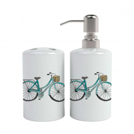 Set de Baño Cerámica Bicicleta 2 Piezas