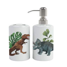 Set de Baño Cerámica Dinosaurios 2 Piezas